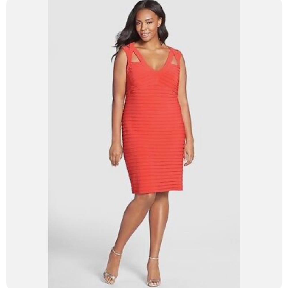 NWT Adrianna Papell coral pleated dress size 4 - Picture 6 of 6